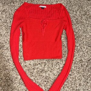 American Eagle Outfitters Vibrant Red Off-the-Shoulder Sweater
